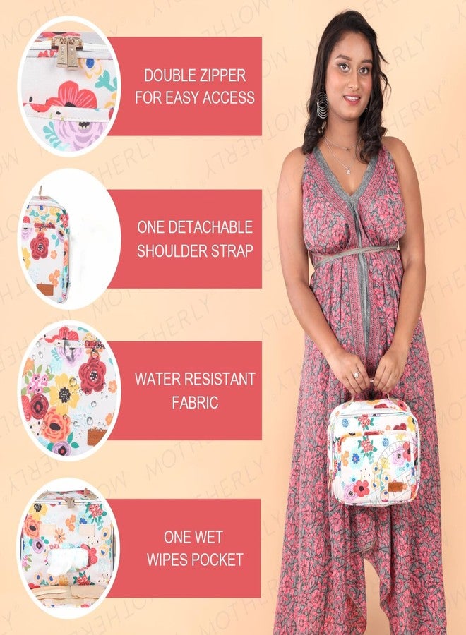 Motherly Mini Magic Diaper Bag for Mothers for Travel - Combo Set with Accessories, Small Maternity Handbag for Newborn Baby,Mothers Travelling Bag,Water Resistant Baby Bag (Garden Glam) - Image 5